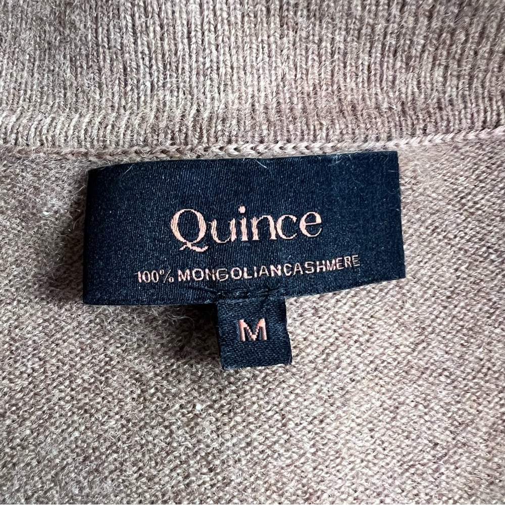 Quince Women's Mongolian Cashmere Polo Camel Sweater Size Medium - Picture 10 of 11